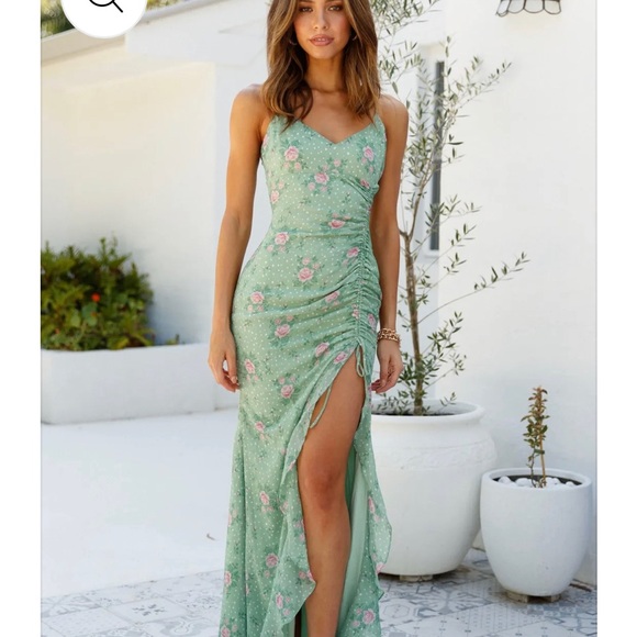 Floral Green Maxi Dress - Picture 2 of 16